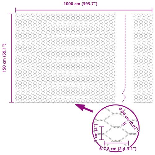 Шестоъгълна ограда с бетонна основа 10 x 1,5 m Сребристо Мрежа