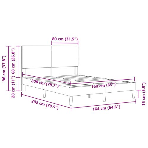 Рамка за легло с таблото Тъмносиво 160 x 200 cm Кордюрова тъкан