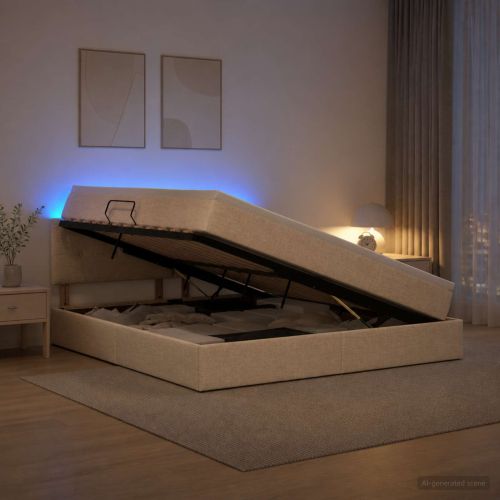 LED легло за съхранение с матрак Кремаво 180 x 200 cm Текстил