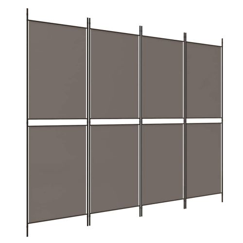 Параван за стая, 4 панела, антрацит, 200x180 cм, текстил