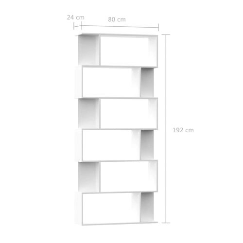 Библиотека/разделител за стая бяла 80x24x192 см инженерно дърво