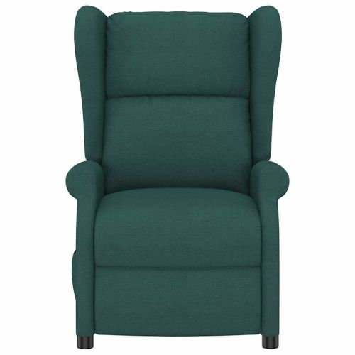 Wingback електрически реклайнер стол, тъмнозелена, текстил