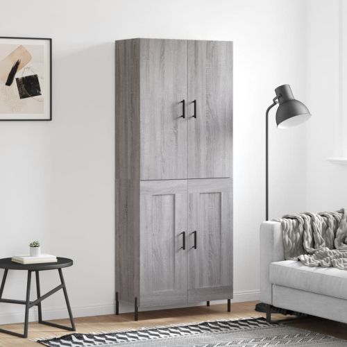 Висок шкаф, сив сонома, 69,5x34x180 см, инженерно дърво