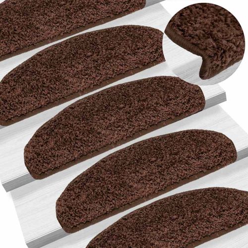 Изтривалки за стълби, 10 бр., 65x21x4 см, кафяви, полукръгли, големи