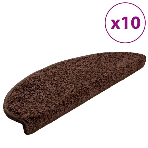 Изтривалки за стълби, 10 бр., 65x21x4 см, кафяви, полукръгли, големи