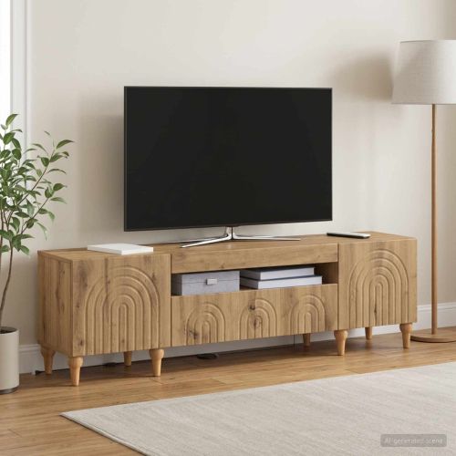 LED телевизионен кабинет ALKMAAR 153 x 35 x 43 см Дъб артизан
