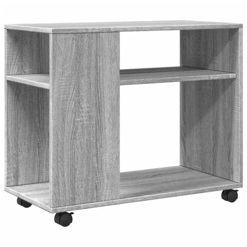 Странична маса с колела сив сонома 70x35x60 см инженерно дърво