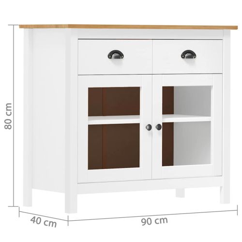 Сайдборд Hill бял 90x40x80 см борово дърво масив