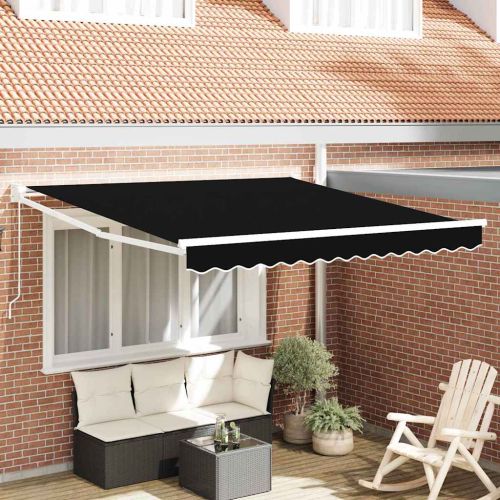 Прибираща се тента Черно 350 x 250 cm 100% полиестер и алуминий