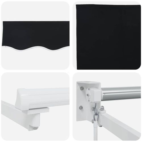 Прибираща се тента Черно 350 x 250 cm 100% полиестер и алуминий