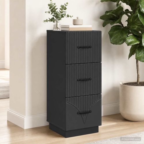Чекмеджетен шкаф 33 x 34,5 x 87 см Инженерна дървесина Черно