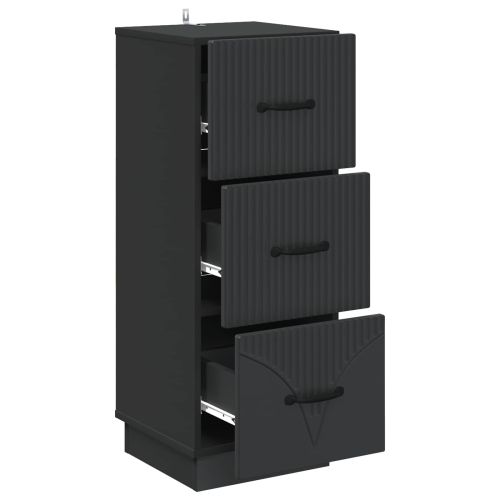 Чекмеджетен шкаф 33 x 34,5 x 87 см Инженерна дървесина Черно