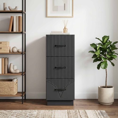 Чекмеджетен шкаф 33 x 34,5 x 87 см Инженерна дървесина Черно