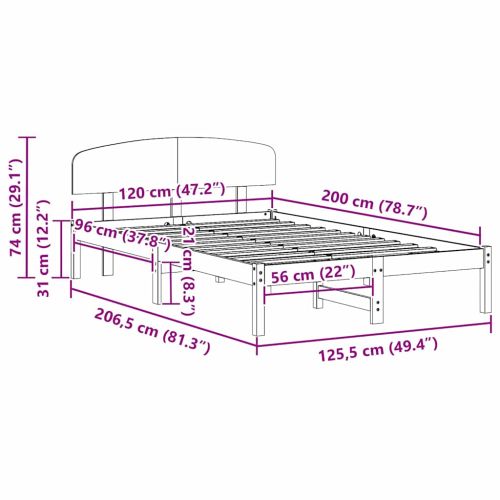 Рамка за легло с таблото Кафяво с восъчно покритие 120 x 200 cm