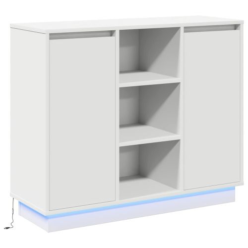 LED конзолна маса Бяло 90 х 32 х 75 см Инженерна дървесина