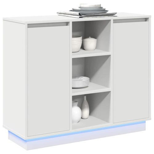 LED конзолна маса Бяло 90 х 32 х 75 см Инженерна дървесина