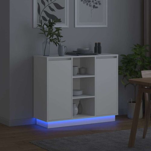 LED конзолна маса Бяло 90 х 32 х 75 см Инженерна дървесина