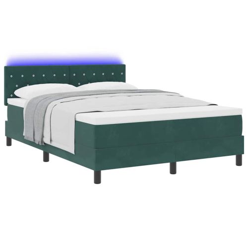 LED кутия за пружини с легло Тъмен зелен 140 x 190 cm Кадифе