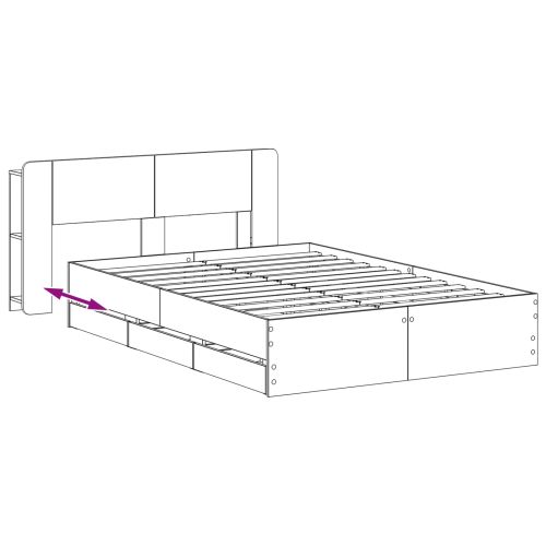 Рамка за легло с място за съхранение и табла Черно 150 x 200 cm