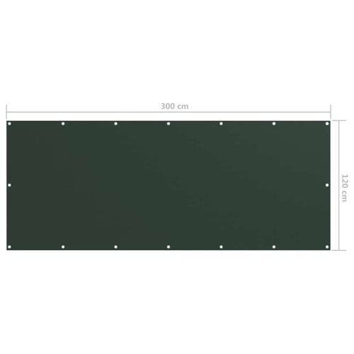 Балконски параван, тъмнозелен, 120x300 см, плат оксфорд