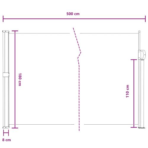 Сгъваема странична перголка Правоъгълна 180 x 500 cm Полиестер