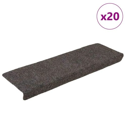 Самозалепващи се изтривалки за стълби, 20 бр., 65x21x4 см, антрацит, правоъгълен кант