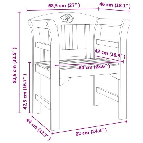 Стол Rose 68,5 x 46 x 82,5 см Солидно акациево дърво