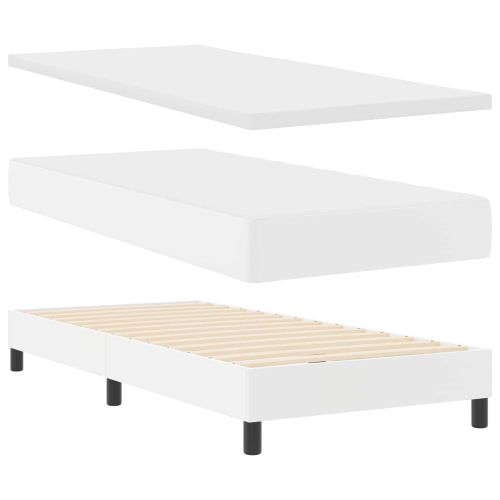 Легло с пружинирана основа Бяло 100 x 200 cm Изкуствена