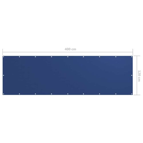 Балконски параван, син, 120x400 см, оксфорд плат