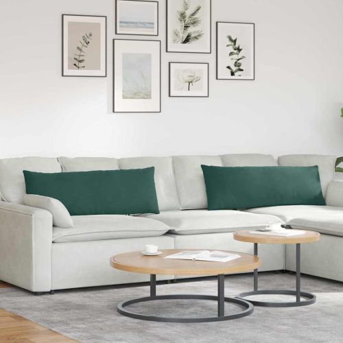 Диван възглавници 2 pcs Тъмен зелен 120 x 40 cm Кордюрова тъкан