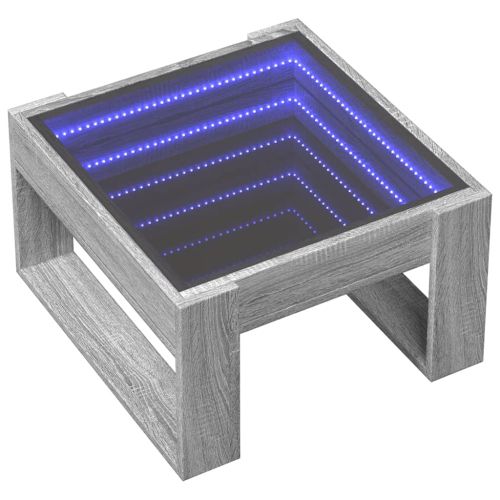 Маса за кафе с Infinity LED, сив сонома, 50x53x30 см