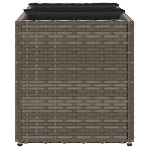 Градински плантер с 3 саксии, сив, 105x30x32 см, полиратан