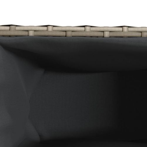 Градински плантер с 3 саксии, сив, 105x30x32 см, полиратан