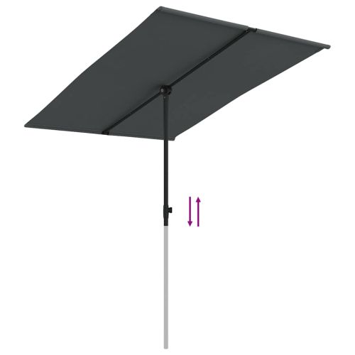 Градински чадър с алуминиев прът, 2x1,5 м, антрацит