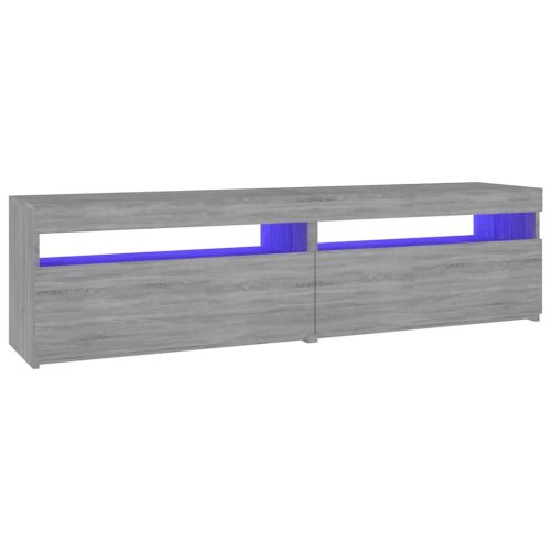 ТВ шкафове с LED осветление, 2 бр, сив сонома, 75x35x40 см