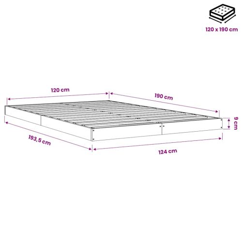 Рамка за легло бяла 120x190 см Small Double масивно дърво бор