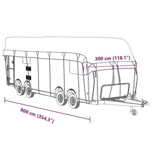 Покривало за покрив на каравана сиво 900x300cm Нетъкана материя