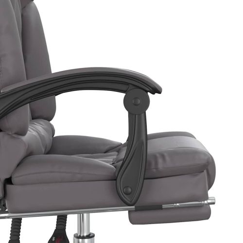 Масажен наклоняем офис стол, сив, изкуствена кожа