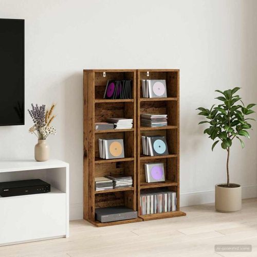Кабинет за CD 2 бр. Старо дърво 33 x 23,5 x 97,5 см