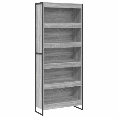 Шкаф за книги 80 x 30 x 189,5 см Инженерна дървесина Сив Сонома