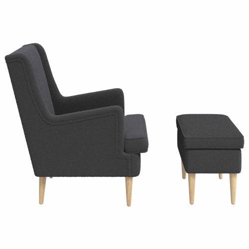 Кресло с табуретка 2 бр. Тъмносиво Букле