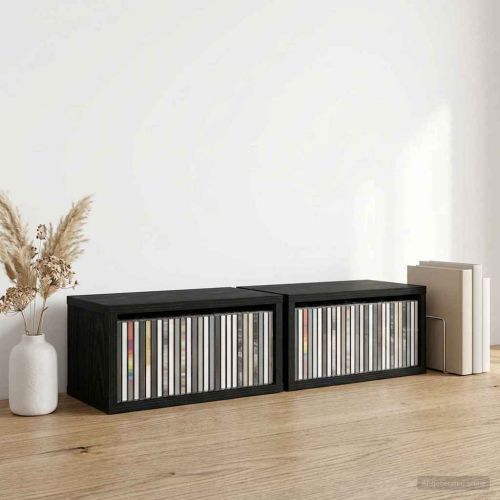 Рафтове за CDs 2 бр. Черен дъб 40 x 17 x 17 см