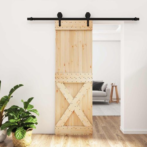 Преплъзваща се врата Естествено и черно 70 x 210 cm