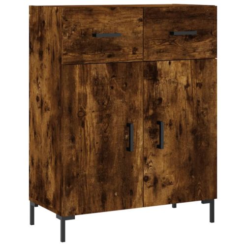 Сайдборд, опушен дъб, 69,5x34x90 см, инженерно дърво