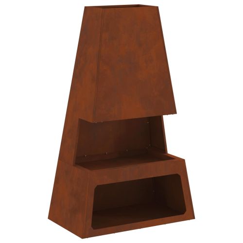 Котел за огън Ръждясало 60 x 35 x 100 см Патинираща стомана