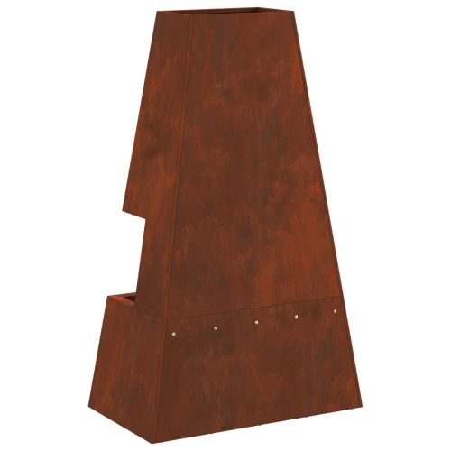 Котел за огън Ръждясало 60 x 35 x 100 см Патинираща стомана
