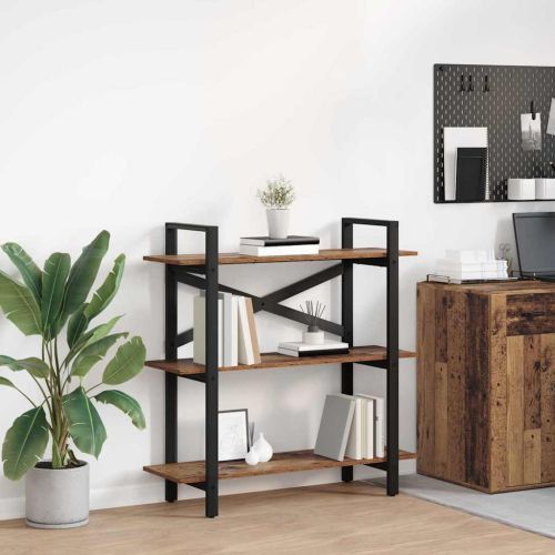 Рафт за книги 3 нива 100 x 33,5 x 102 см Инженерна дървесина