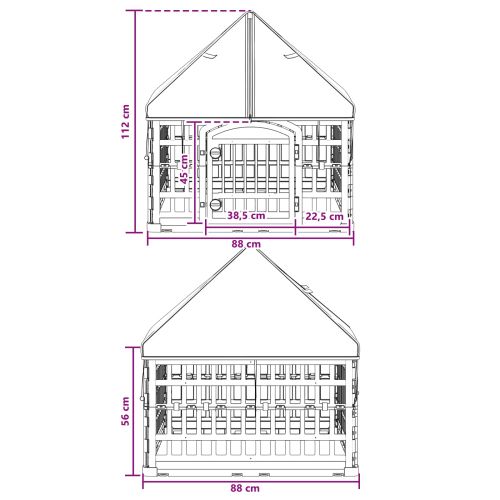 4 панелна клетка за кучета с покрив 88 x 88 x 112 см Пластмаса