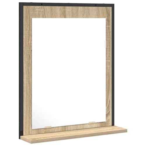 Огледало за баня с рафт със съхранение Черно 50 x 12 x 60 см