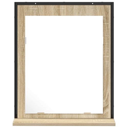 Огледало за баня с рафт със съхранение Черно 50 x 12 x 60 см